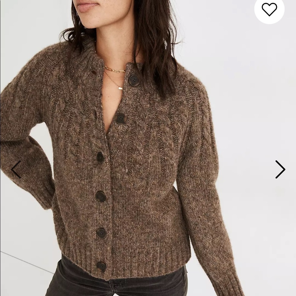 Madewell Harwood Cableknit Mockneck Cardigan